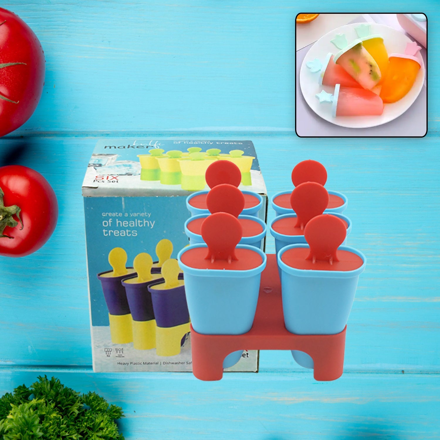 2396 Ice Candy Maker 6 pcs Set Kulfi Maker Ice Candy Mould Clear Popsicle Mold Homemade Ice Pop Maker Reusable Easy Candy Chocobar Kulfi Mould Tray with Sticks 2396 Ice Candy Maker 6 pcs Set Kulfi Maker Ice Candy Mould Clear Popsicle Mold Homemade Ice Pop Maker Reusable Easy Candy Chocobar Kulfi Mould Tray with Sticks